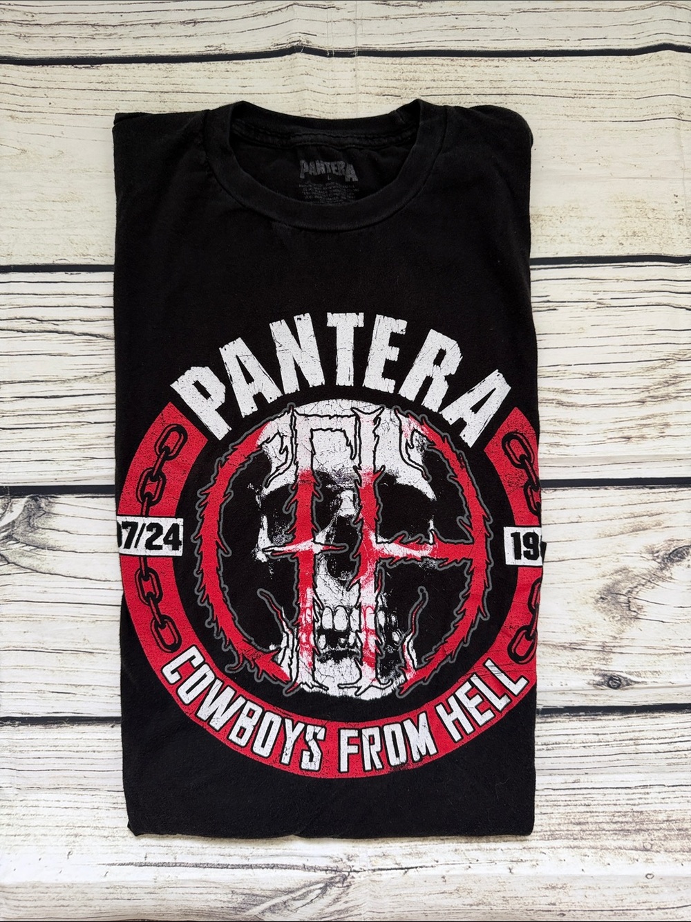 Pantera Men's Black Graphic 'Cowboys From Hell' Short Sleeve Band Tee L